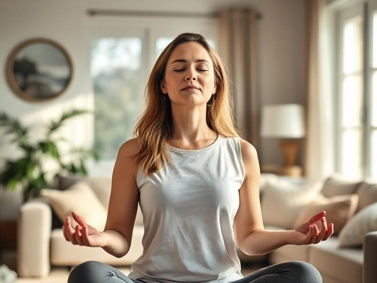 Lmft Website Template A Peaceful Woman Practicing Deep Breathing In A Cozy